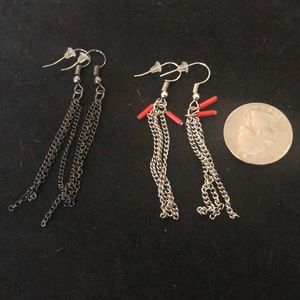 2 pair dangling chain earrings